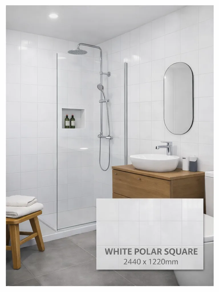 Seratone Polar White Aqua Square Tile 2440x1220 4.5mm *