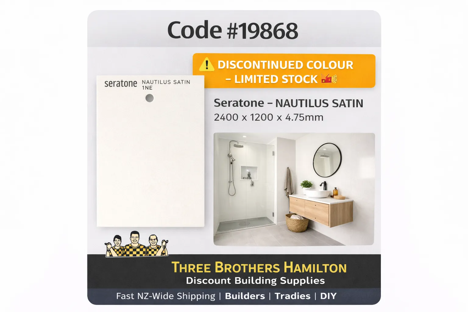 Seratone Nautilus SATIN Wet Wall Lining 2400x1200 mm * - Image 2