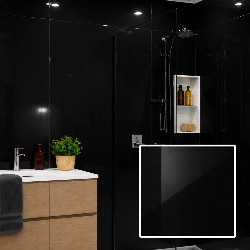 Seratone Metallic Noir Kiss Gloss ( Black)Wet Wall Lining 2700x1200 4.75mm * - Image 2