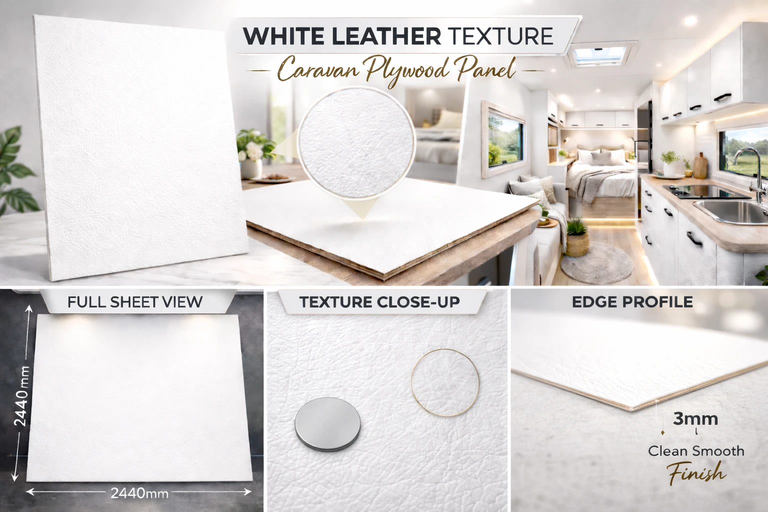 White Leather Caravan Ply 3mm